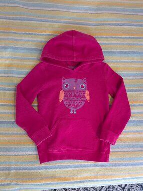 Girls Cat & Jack Pink Owl 🦉 Hoodie Small 6/6x